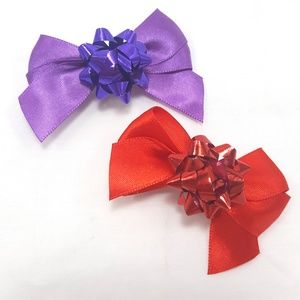 Christmas Gift Bow Hair Clips 4 Barrettes Set